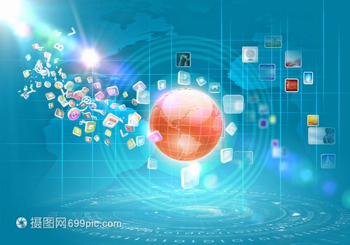 媒體背景商業(yè)高科技媒體背景與符號(hào)圖標(biāo)